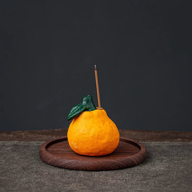 Handcrafted Ceramic Orange Incense Stick Holder